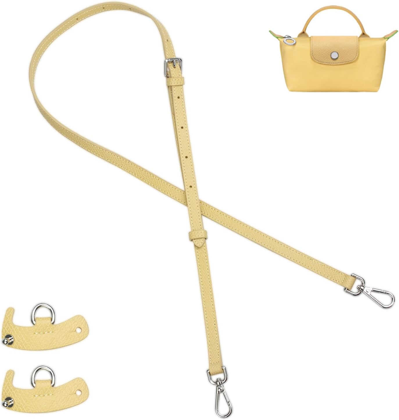 Jiesinlov Leather Bag Straps Conversion Kit for Longchamp Le Pliage Mini Pouch,Purse Strap Crossbody Adjustable Replacement