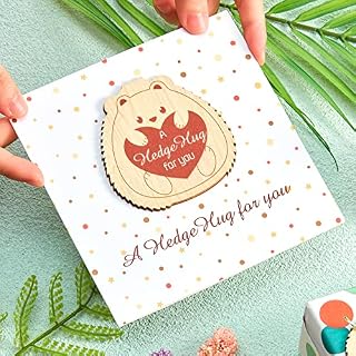 2 Set Pocket Hug Token Hedgehog Gift Greeting Card with Wooden Hedgehog Hug Thinking of You Inspirational Keepsake Christmas Birthday Gift for Friend Her Him