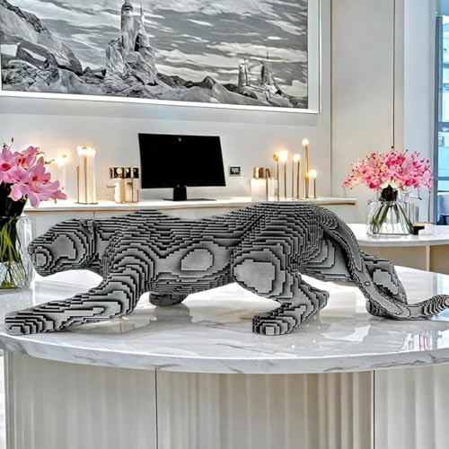 Statue de table léopard guépard en résine synthétique pour bibliothèque - 4