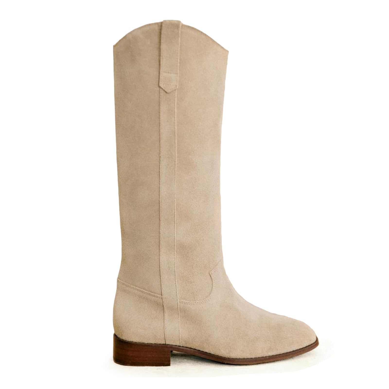 Suede Knee High Boots for Women Square Toe Low Heel Tall Boots Wide Calf Pull on Fall Fashion