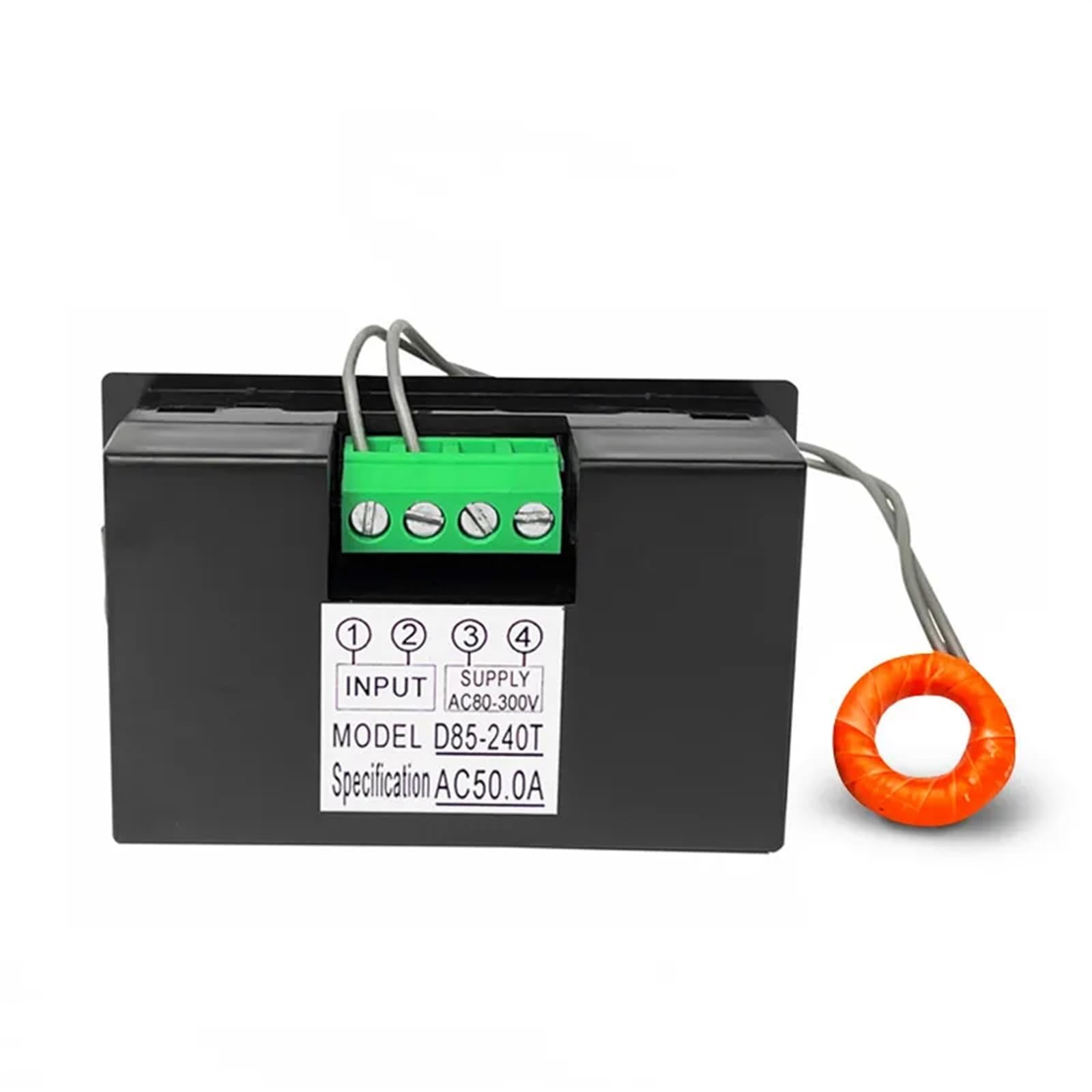 Amperímetro digital con pantalla LCD D85-240T, CA 50 A, CA 220 V 380 V, instrumento de medición eléctrica digital, blanco y negro, 1 unidad(Black,0-10.00A)