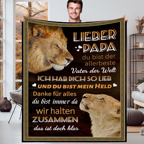 Gebiorty Papa Geschenk Decke, Geschenk für Papa Geburtstag Vatertag Geschenkideen Geburtstagsgeschenk Vatertagsgeschenke Originelle, Kuscheldecke Flauschig 130x150cm