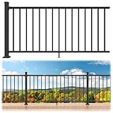 Egadis 36 in. H x 6 ft. W Porch and Deck Railing Kit, Aluminum Railing Kit, Black Textured Powder-Coat Finish Railing System for Outdoor Decks, Porches & Balconies (1 Post, 1 Panel)