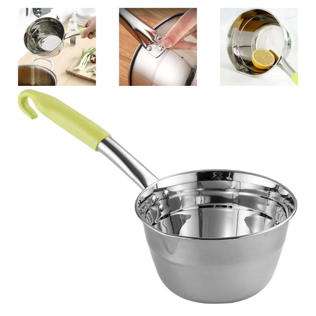Cucharón de agua acero inoxidable cochero de agua de agua mango con mango enganchado