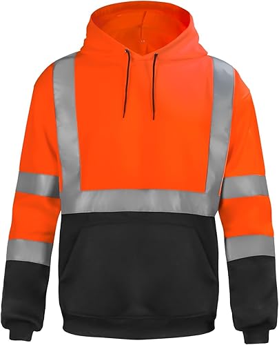 Miniatura 95 de sesafety Sudadera de seguridad de alta visibilidad para hombre, sudadera con capucha reflectante con cremallera clase 3, sudadera con capucha