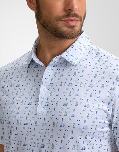 Image of Obla Mens Golf Polo Shirts Short Sleeve Dry Fit Performance Moisture Wicking Casual Print Collared Golf Shirts for Men