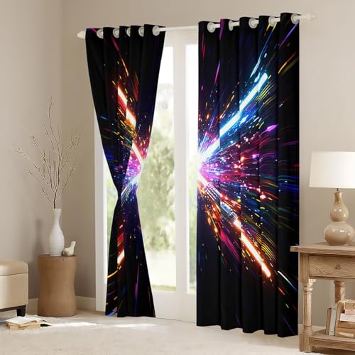 Cortinas para oscurecer ventanas de dormitorio infantil con sables de luz 4