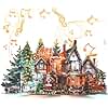 TIKLANA Pop Up Christmas Card, 3D Animated House Design, Jumbo Paper Xmas Giant Greeting Card with Music & Lights, Musical Christmas Gifts Card for Friends Family-Accordion Fold Xmas Villa
