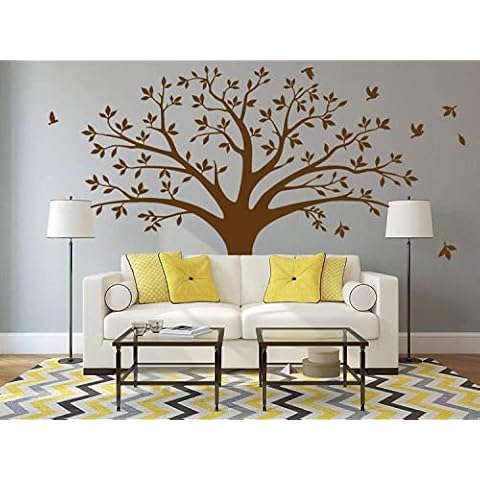 Large Tree Wall Decals Wall Mural Vinyl Stickers Nursery Tree Wall Stickers Removable Wall Stickers Kids Baby Room Bedroom Living Room Decoration (Brown) Cover