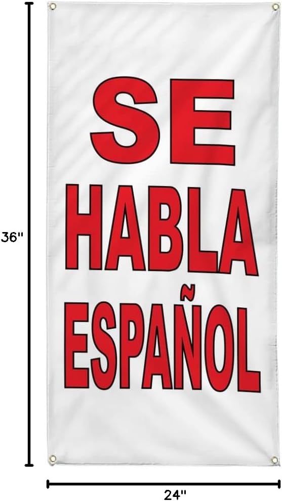 Vertical Vinyl Banner Multiple Sizes Se Habla Espanol Auto Body Shop Car Repair B Automotive Outdoor Weatherproof Industrial Yard Signs 4 Grommets 36x24Inches