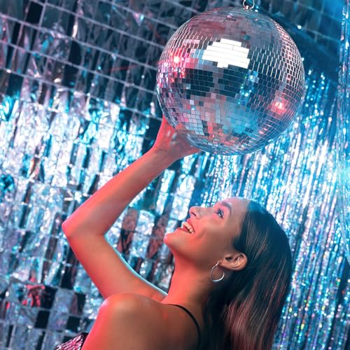 Disco espejado Hemobllo de 1 pieza con gancho, decoración reflectante para salas KTV, fiestas y eventos, ideal para bodas, Navidad y discotecas miniatura 3