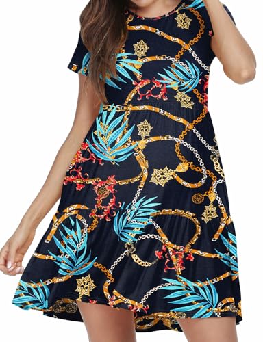 Image of levaca Womens Summer Casual Dresses Beach Coverup Loose Short Sleeve T Shirt Dress 2025 Midi Outfit Sundress