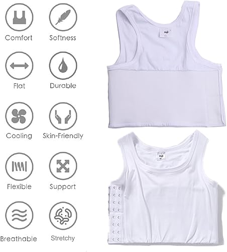 Miniatura 3 de XUJI - Camiseta compresora sin mangas de algodón transpirable para mujer, con banda elástica y colores (M-6XL)