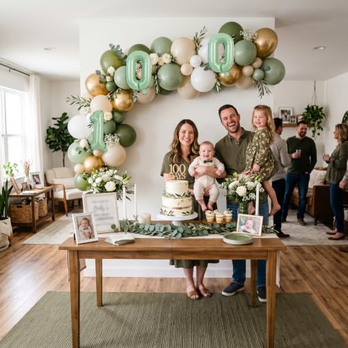 Image of TONIFUL Number Balloons 16 Inch Sage Green 2 Set 0-9 Number Mylar Foil Balloons 20 Pcs Olive Green Custom Digital for Boho Birthday Forest Party Graduation Baby Shower Anniversary Decorations