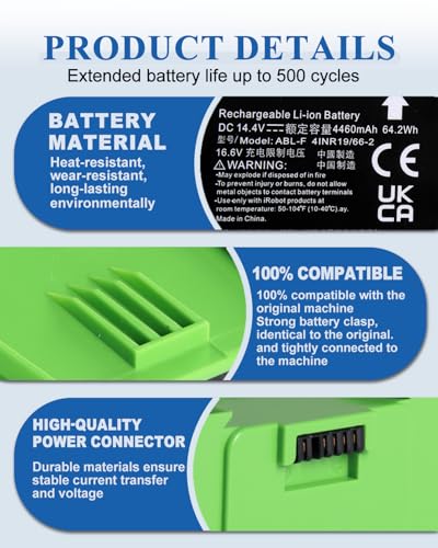 Image of ABL-F Battery Replacement for Roomba Compatible with Roomba i7 i7+ i8 i8+ j9 j9+7150 7156 7158 7550 7558 i6 i4 4150 i4+ 4550 4552 i3 i3+ e5 e5150 e5152 e5154 e5158 e6 J7 4460mAh 64.2Wh