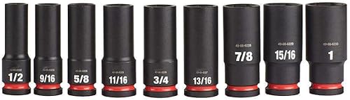 Miniatura 4 de Compatible con Milwaukee 49-66-7022 SHOCKWAVE Juego de llaves de vaso SAE de 6 puntos de 1/2 pulgada - 9 piezas - 2 unidades