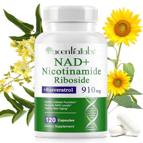 NAD+ Liposomal Kapseln mit Resveratrol & Quercetin -NAD Booster 910 mg Softgels, NAD+ Supplement 120 Stück - Für Zellenergie & Hautunterstützung - Vegan
