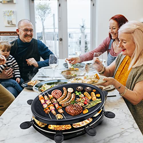 Raclette 8 Personen - Raclette Grill mit Oval Grillpfanne und 8 Raclette Pfannen, Inkl. Raclette Schaber, Antihaft… – Bild 3