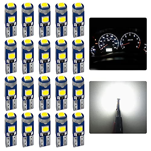 Bombillas LED T5 para auto 20 piezas blanco frío 6000K