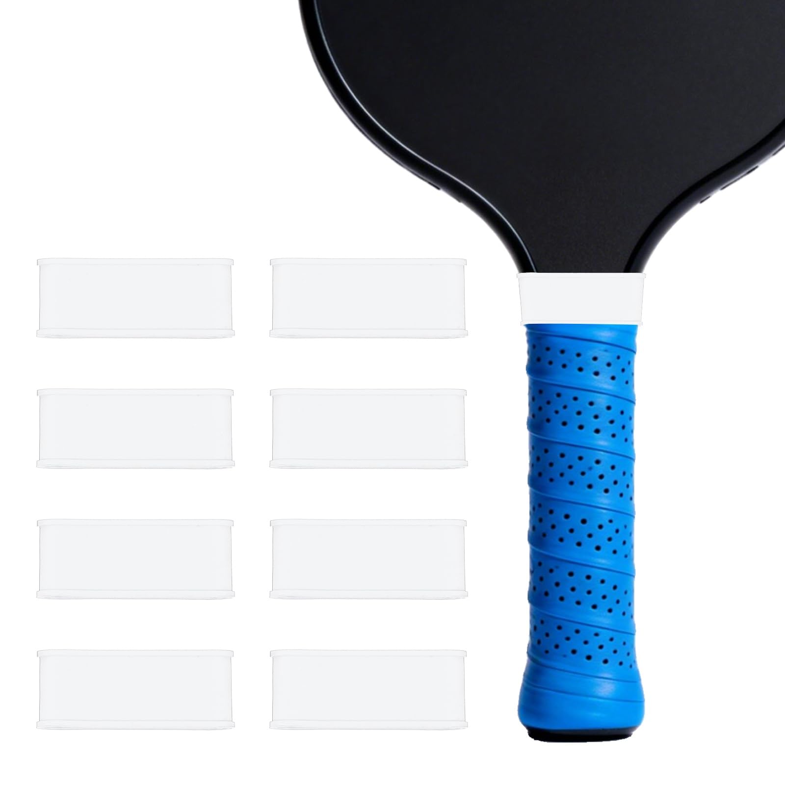 YELARXI Pickleball Paddle Grip Bands, Tennis Racket Grip Tape Grips Bands Handle Silicone Rings for Sports Rackets 16 Pack & White-Fitting for (Pickleball/Tennis/Squash/Badminton)