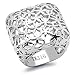 Square Stainless Steel Floral Cutout Cocktail Ring