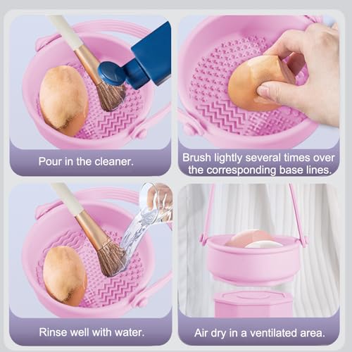 KASESSS 3 in 1 Limpiador Brochas Maquillaje, Silicona Limpiador de Brochas de Maquillaje Extraíble Limpia Brochas Maquillaje Makeup Brush Cleaner para Limpieza Secar y Almacenar de Pinceles Cosméticos - imagen 6