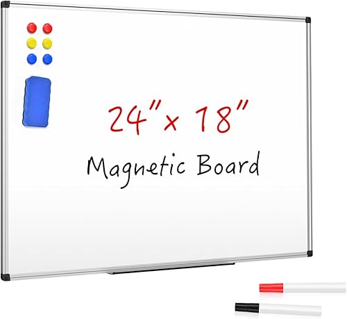 Miniatura 8 de Pizarra blanca magnética de borrado en seco de 48 x 36 pulgadas, pizarra blanca grande de 4 x 3, marco de aluminio plateado montado en la pared,