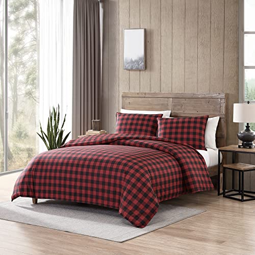 Image of Eddie Bauer - King Comforter Set, Cotton Reversible Bedding, Buffalo Plaid Bedding Set (Red /Black, King)
