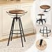 MAHANCRIS Bar Stools, Height Adjustable Swivel Bar Stool, Counter Height Bar Stool, Set of 2 Industrial Bar Stools, Vintage Round Bar Chairs with Sturdy Metal Frame, Rustic Brown BAHR0701
