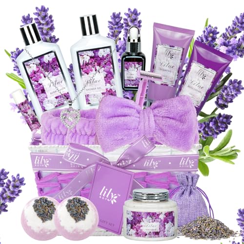 Gifts for Women, Birthday Gift, 17-Piece Lavender Lilac Spa Gift ...