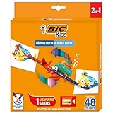 BIC Lápices de Colores Evolution Bicolor Colores Intensos Punta Resistente Madera Surtido de Colores 24 Piezas
