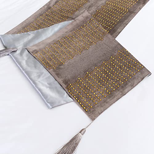 Ttiiloe Black Bed Runner For Foot Of Bed Golden Lace Diamond Bed Scarf Throw Velvet Bedspread Soft Bedding Cover Blankets Decor Protection For Hotel, 45 X 180Cm #TOP2