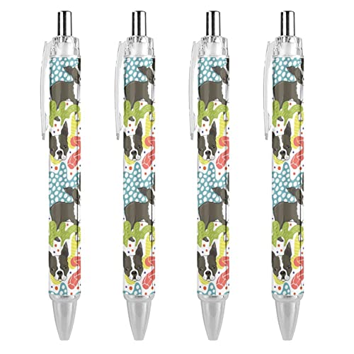 Bolígrafo retráctil Terrier para evitar manchas: 4 plumas de tinta azul portátiles