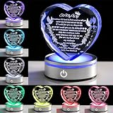Emoragifou Gifts for Wife with LED Base, Romantic Crystal Keepsakes Presents for Wedding Valentines Day Christmas, Anniversary Birthday Gift for Women from Husband