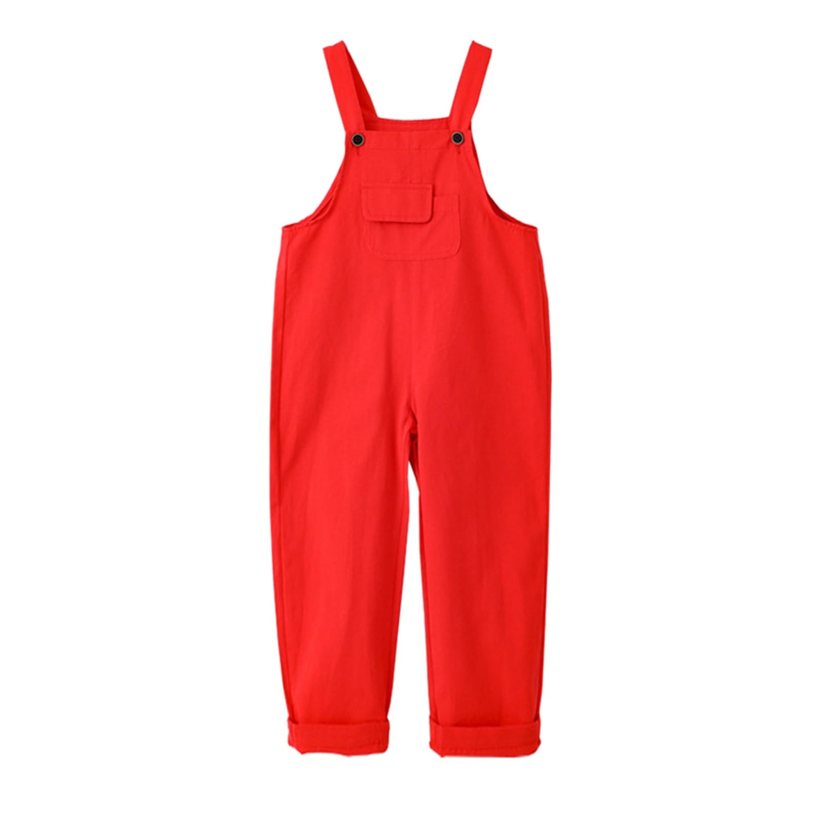 Generico Mono Niña Elegante con Correa Ajustable Pantalones Anchos Algodón Sin Mangas Jumpsuit Bolsillos 3-14 Años