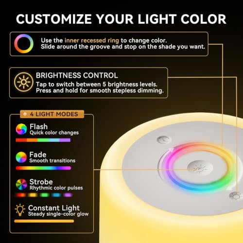 Image of Auxmir Nursery Night Light for Baby, Rechargeable Touch Lamp for Breastfeeding & Diaper Changes, 256 RGB Colors 5 Brightness Levels, 1 /2 /3H Timer, Portable Bedside Night Light for Kids Bedroom, Silver