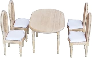 COHEALI 1 Conjunto De Mesa E Cadeiras Para Casa De Bonecas Móveis Em Miniatura De Bonecas Vintage Brinquedos Antigos Mesa Em Miniatura Acessórios Para Casa De Bonecas Brinquedo De Madeira