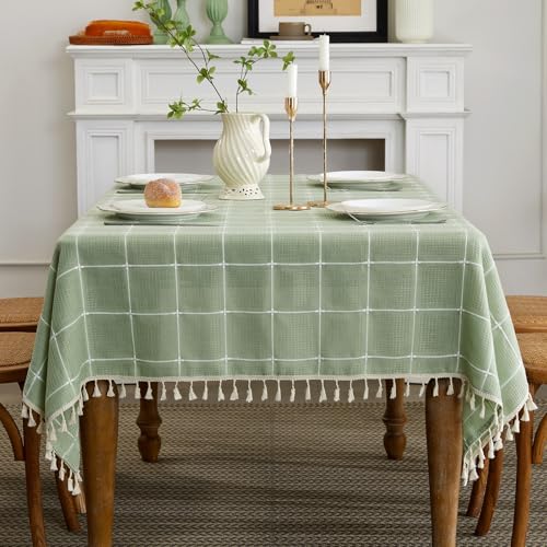 Cusugbaso Sage Green Tablecloth 52X84 Inch For Rectangle Tables - Spill-Proof And Water Resistant Jacquared Table Cloth Rectangle Table Cover For Kitchen thumb #5