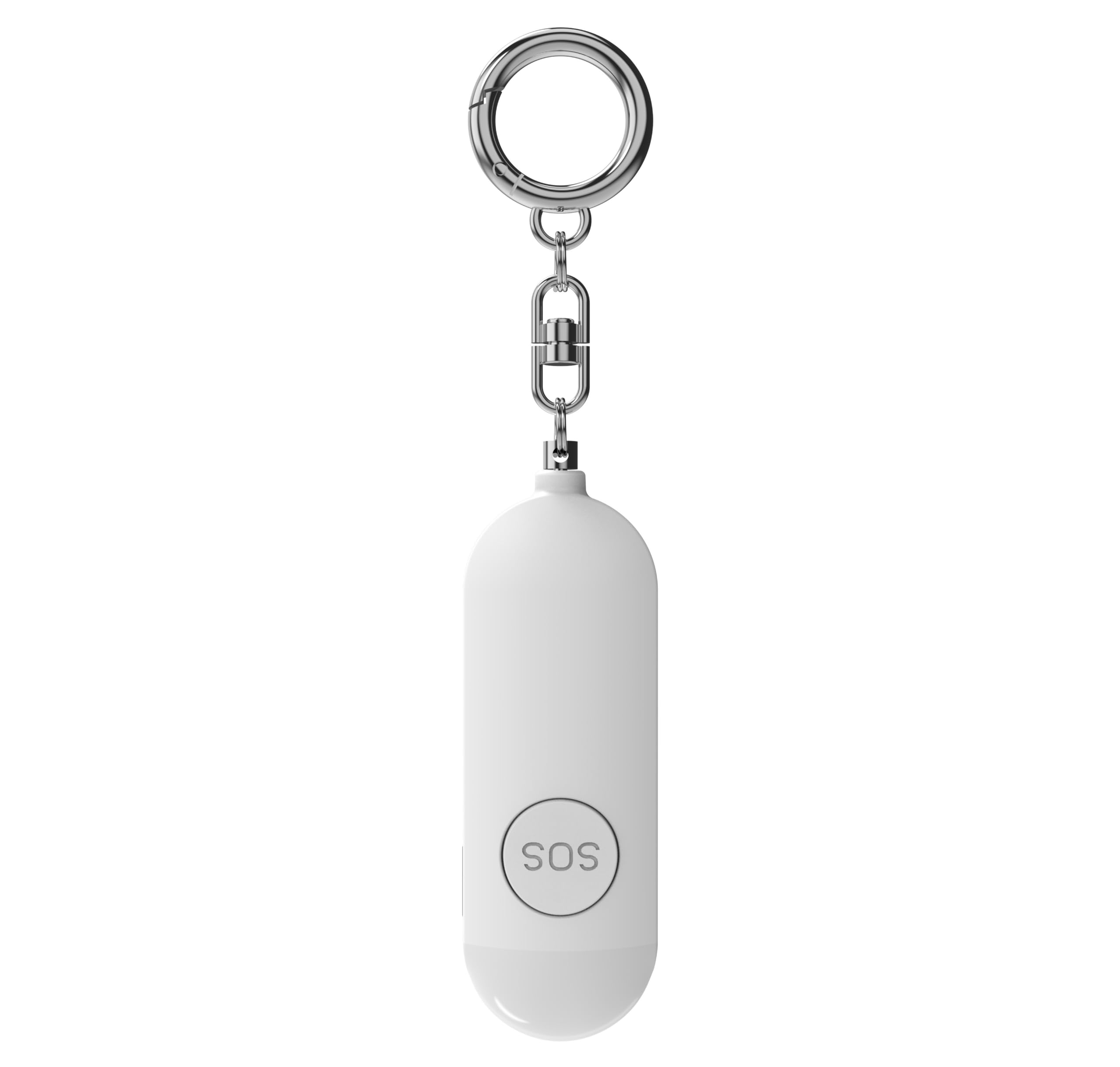Alarma de seguridad personal, localizador de artÃculos, sirena de 130 dB, luz LED estroboscópica SOS, funciona con iOS Find My, baterÃa recargable integrada, color blanco