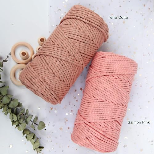 Macrame Cord 2mm x 220 Yards Salmon Pink,Natural Cotton Macrame Rope 4 Strands Twisted for Wall Hanging, 2mm Cotton Twine for Crafts,Bakers, Gift Wrapping - Thumbnail 6