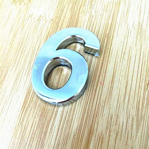Zxxin-Hausnummer, ABS-Kunststoff-Silber-Farbe, 0123456789 Tür-Zahl, Modern Plaque House, Hotel-Tür-Adresse Digits Aufkleber Platte Schild, Stark und langlebig (Color : 6, Height : 7cm) Cover