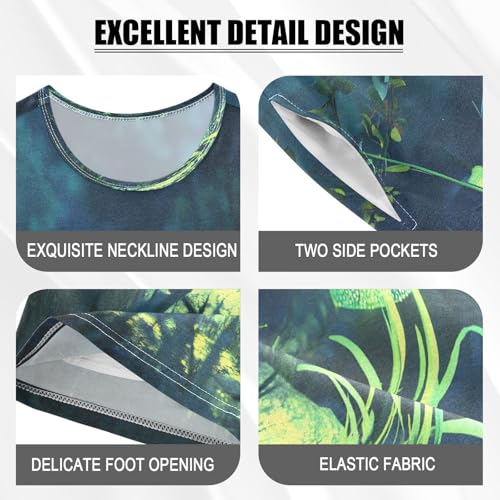 ALAZA Dragonfly Green Leaf Pajamas Set Short Sleeve Cotton Sleepwear Summer Pjs 2 Piece 5-14Y4