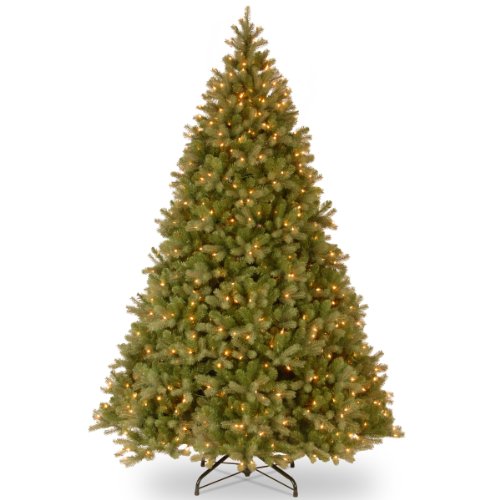 National Tree Company PEDD1-312-100 Pre-Lit 'Feel Real' Artificial Giant Downswept Christmas Tree, Green, Douglas Fir, White Lights, Includes Stand, 10 Feet cover