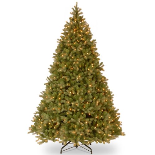 National Tree Company Pre-lit 'Feel Real' Artificial Giant Downswept Christmas Tree, Green, Douglas Fir, White Lights, Includes Stand, 10 feet -  PEDD1-312-100