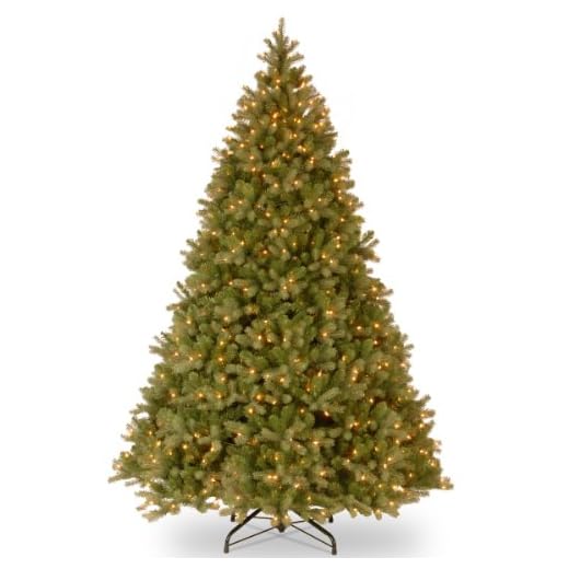 National Tree Company Pre-lit 'Feel Real' Artificial Giant Downswept Christmas Tree, Green, Douglas Fir, White Lights, Includes Stand, 10 feet