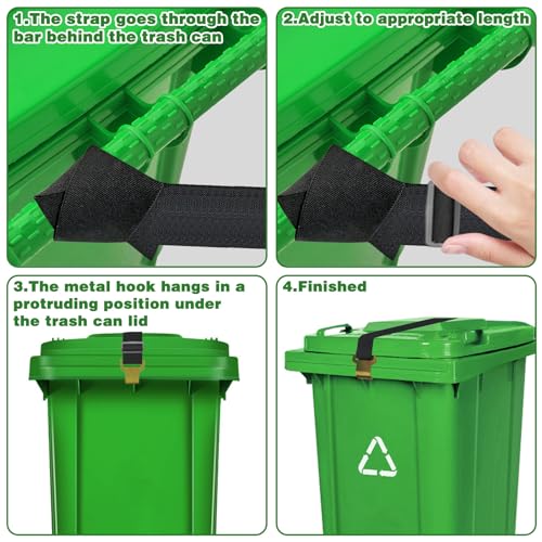 Mülltonnenschlösser für Tiere,leicht verstellbares bärensicheres mülltonnenverriegelung,verhindert dass Bären,Marderhunde,die Mülltonne umkippen,Mülltonnenschloss,Mülltonnengurt,Trash Can Locks