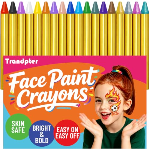 Face Paint Crayons for Kids - 18pcs Non-Toxic Washable Face Paint Sticks| Easy to Use Safe for Sensitive Skin and Perfect for Kids Party Easter Makeup School Event Cosplay