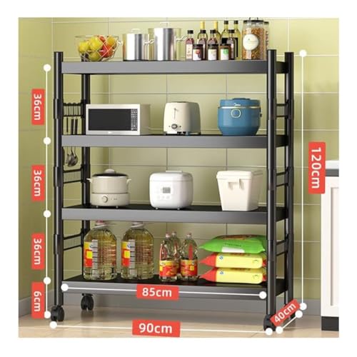 Estante de cocina para panadería, carrito de soporte para horno microondas con estantes de almacenamiento y ruedas, estación de café versátil para espacios pequeños