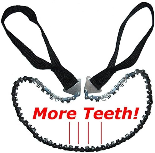 Pocketech - Real Chain Saw Chain 26" Hand Chain Saw, Pouch, and Blade Sharpener - 1 Year Guarantee!
