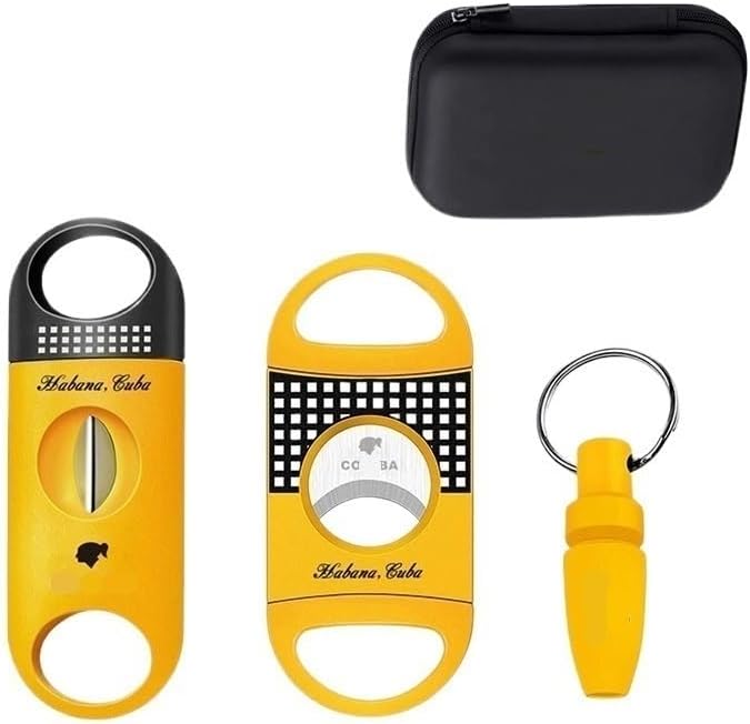 DASEB Cigar Cutter Set Ashtray Portable Bag Tray Supplies Accessory with Box Manual Preparation Handheld Pocket Tool Gadget Kit(B)